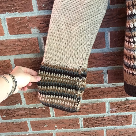 Handmade Knit Crochet Cardigan Grannycore Brown Tan Size Medium - Picture 13 of 13